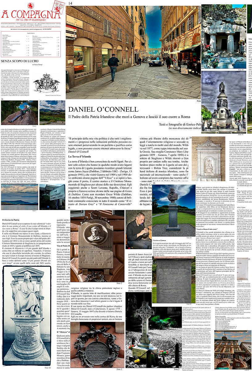 DANIEL O'CONNEL Il padre della patria irlandese che morì a Genova e lascio' il suo cuore a Roma dI Enrico Pelos